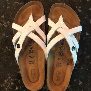 Birkenstock Betula Vinja white patent sandals